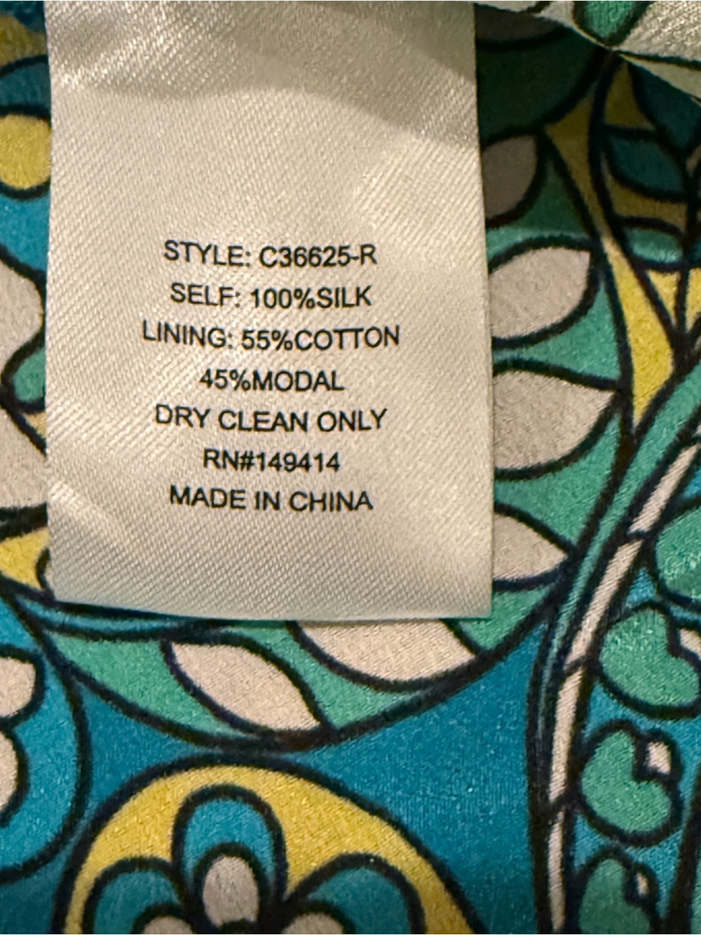 Johnny Was Kahinu 100% Silk Maxi Dress Kaftan Blue Green Floral XS NEW - Picture 14 of 14